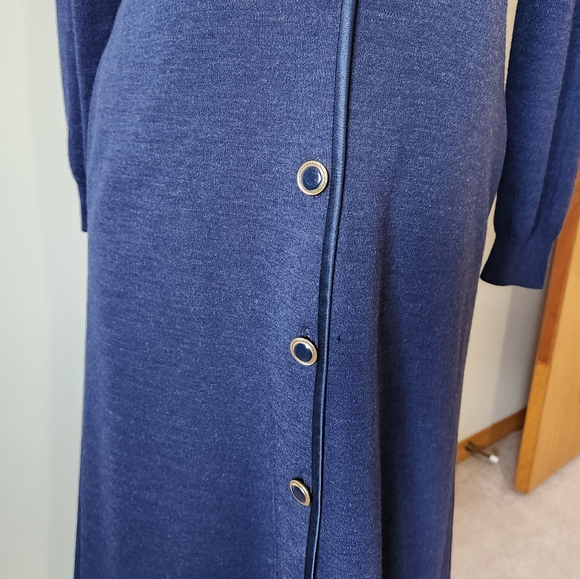 Wool button down dress. Navy. - Picture 3 of 8
